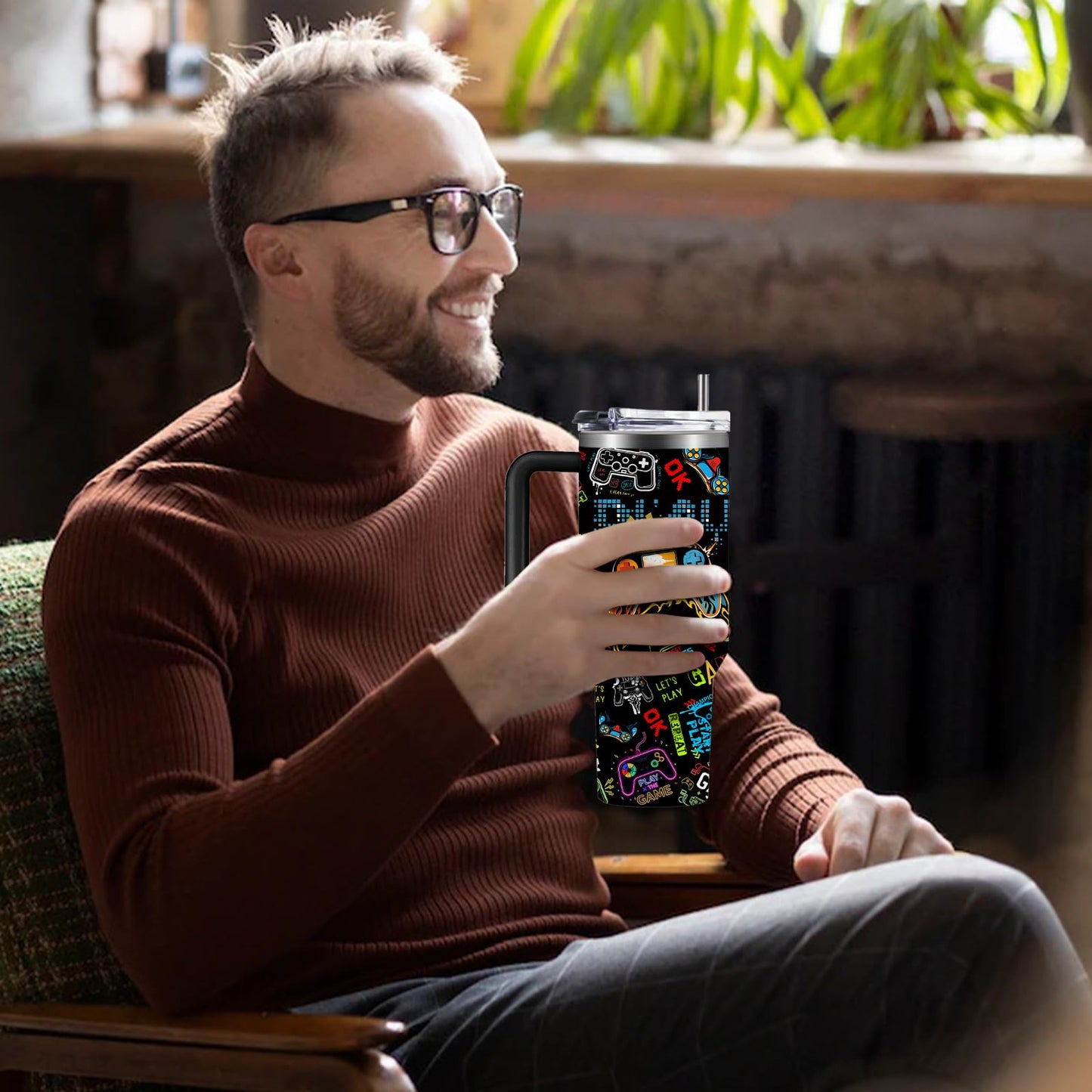 CGMIBAS Gaming Gifts for Men Boys, Gamer Gifts for Men, 40oz Gamer Tumbler Cup, Gaming Mugs, Teen Boy Gift Gamings Stuff, Gaming Gamepad Presents for Son, Birthday Gift for Him Mens Boys Gamings Cup