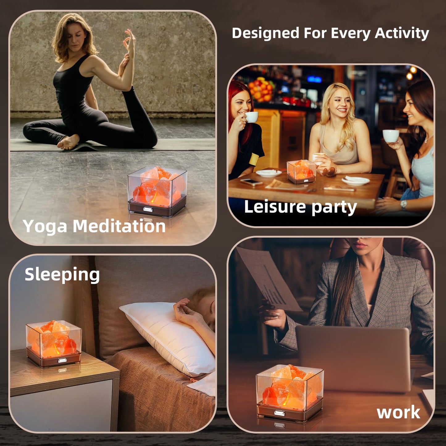 HISUNY Touch Himalayan Salt Lamp with Smart Heating Essential Oil System, 6-Way Dimmable Mini USB LED Pink Natural Salt Rock Night Lamp for Home Decor Zen Gifts Salt Therapy Yoga Spa Meditation
