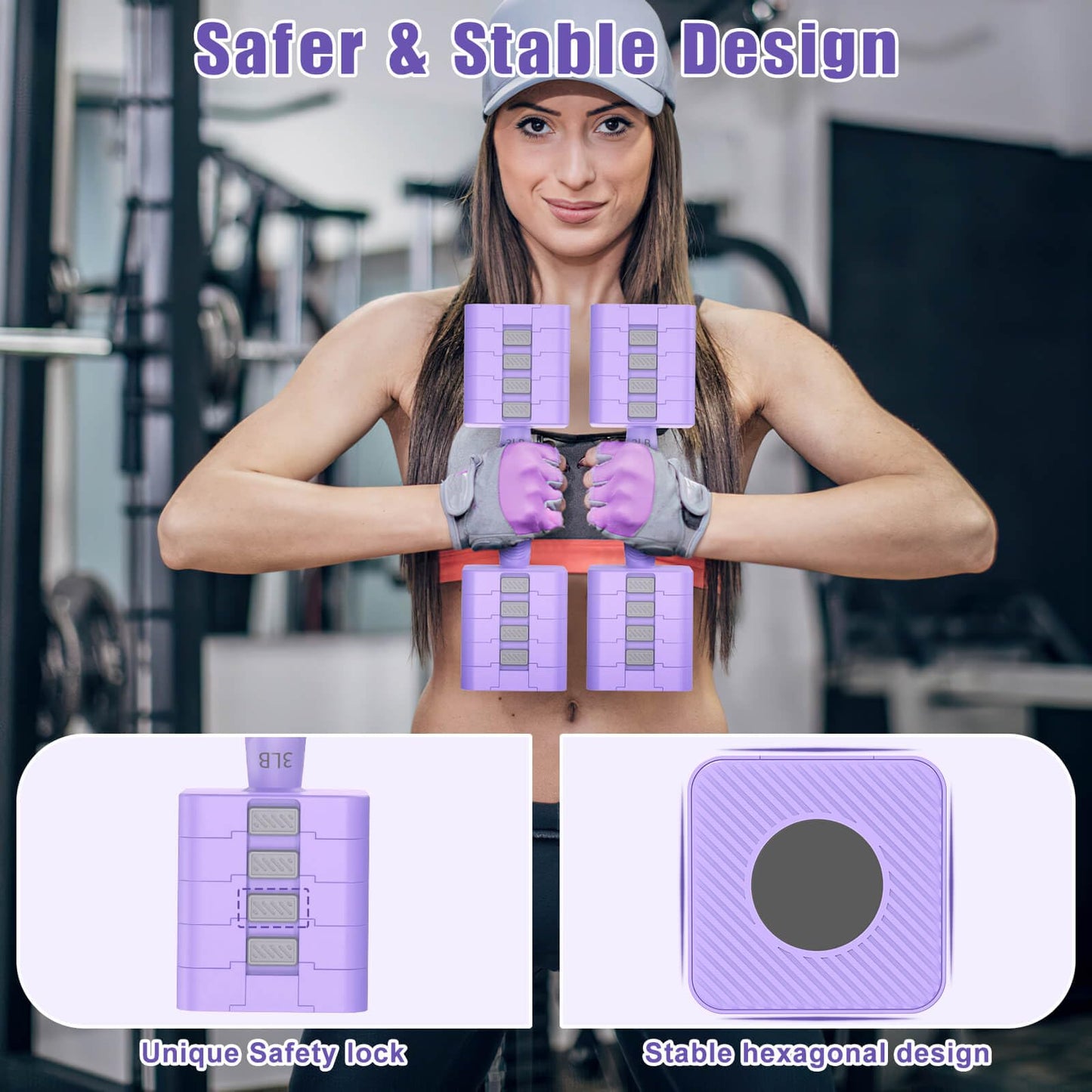 Adjustable Dumbbells Set of 2, 5-in-1 Adjustable Weight Dumbbells for Women/Men, 3lb/5lb/7lb/9lb/11lb Dumbbell Weights Set for Home Gym Workout