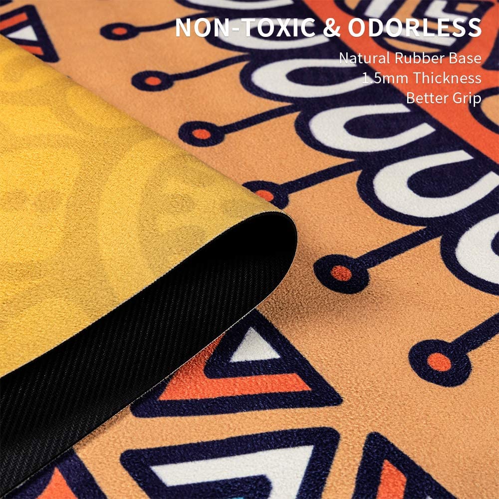 Travel Yoga Mat, Non Slip Exercise Suede Mat with Carry Bag, All-Purpose Fitness Mat with High Density Anti-Tear Surface for Women, Ideal for Pilates Workout (72'' x 24'' x 1.5mm Thick)