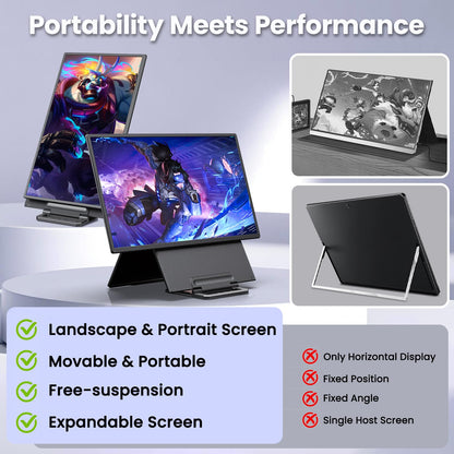 23.8'' Portable Monitor,FHD 1080P 100Hz IPS Laptop Screen Extender,USB-C HDMI Large Office Gaming Second Monitor Extender with Detachable Stand for Mac Windows PS5 Xbox Switch(Built-in Speakers)