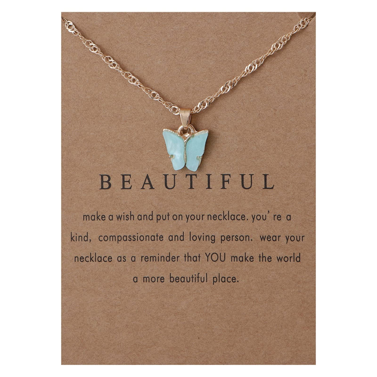 Rrdaily 9 Pcs Dainty Colorful Butterfly Pendant Necklace Set for Women,Bohemian Acrylic Butterfly Chain Necklace Cute Jewelry Gift (Style#B-gold card)