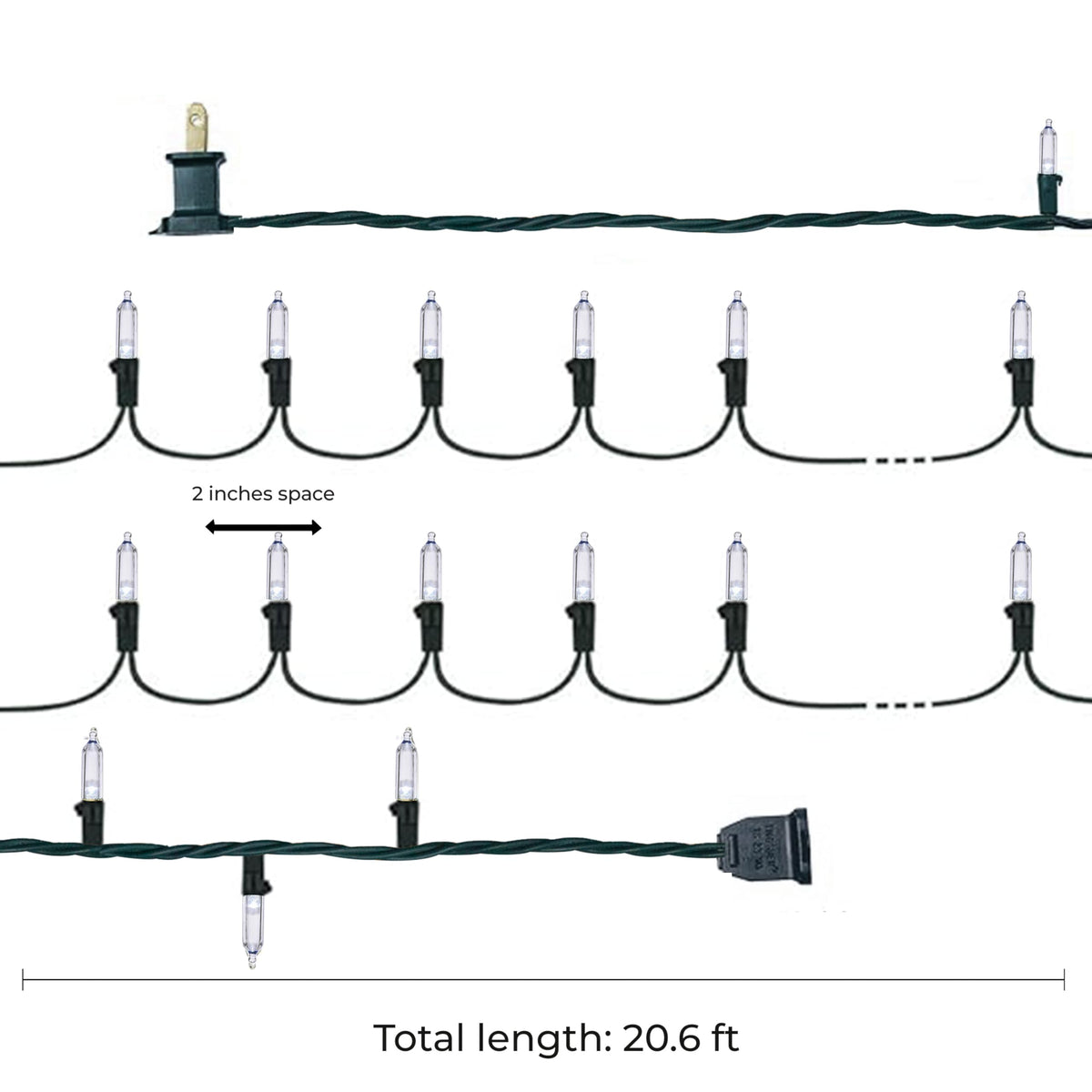 Holiday Essence Christmas LED Lights 100 Cool White String Lights for Indoor and Outdoor Decorative Use, Holiday and Tree Decor, Patio Hanging Lighting Decorations, Green Wire, 26.9 Ft, UL Certified