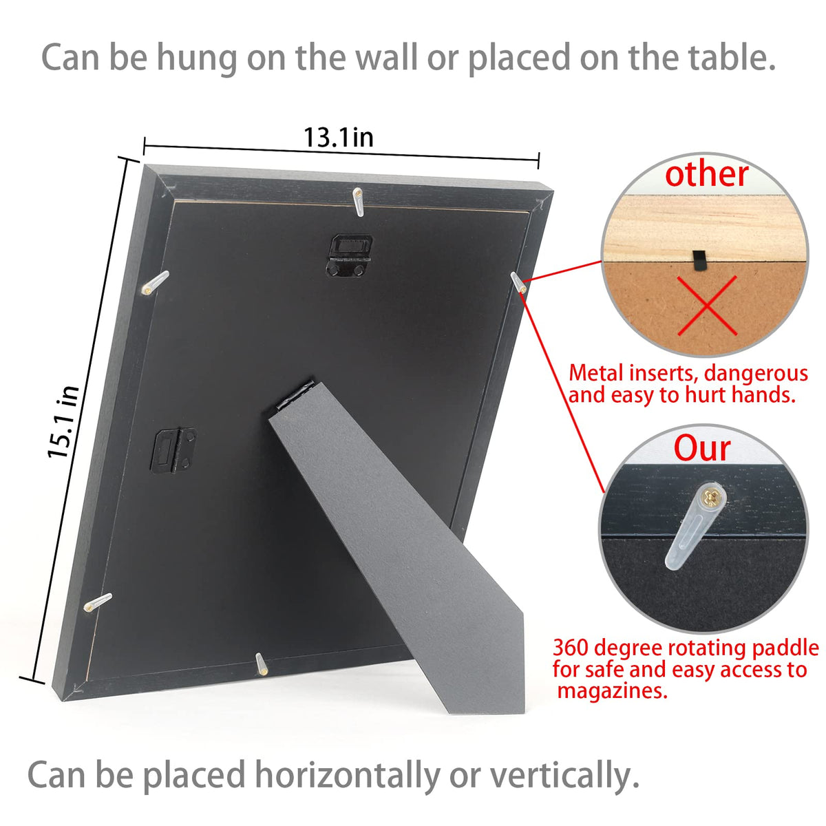 Mxtallup 10x12 Magazine Frame for the Wall,Displays Magazines Measuring 10x12 inches with White Mat (Measure Your Magazine)(Z1012W)
