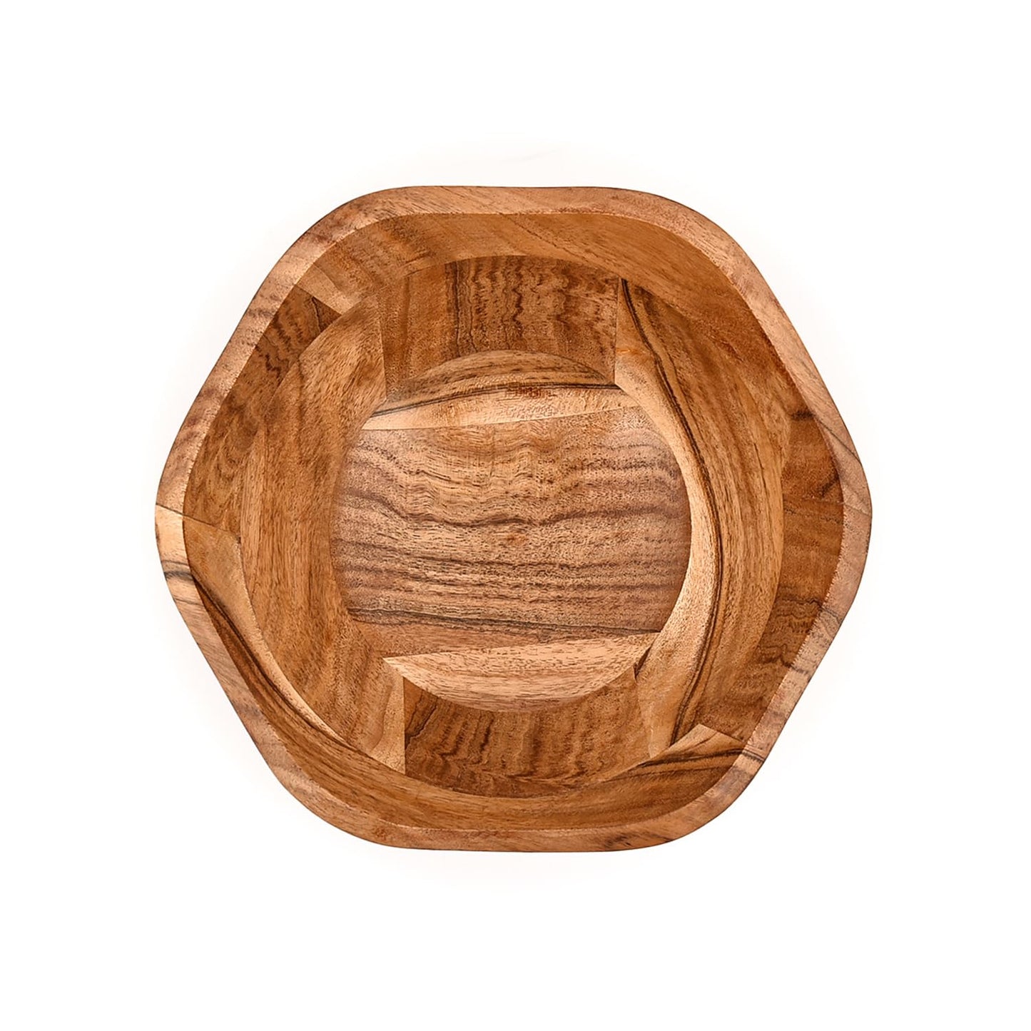 Mahasu Fruit Bowl Acacia Wood Ruffle Decorative Style Home Decor for Dining Table Fits Bread, Fruits, Salad or Popcorn (9" x 9" x 4")