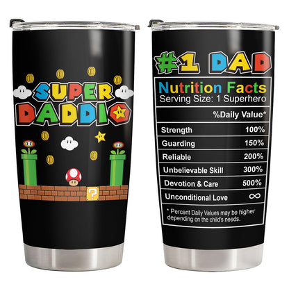 34HD Father Gifts, Daddio Tumbler with Lid 20 oz Stainless Steel, Dad Coffee Mug, Gamer Dad Present, Daddy Birthday Gifts from Daughter, Son, Wife Christmas Gift