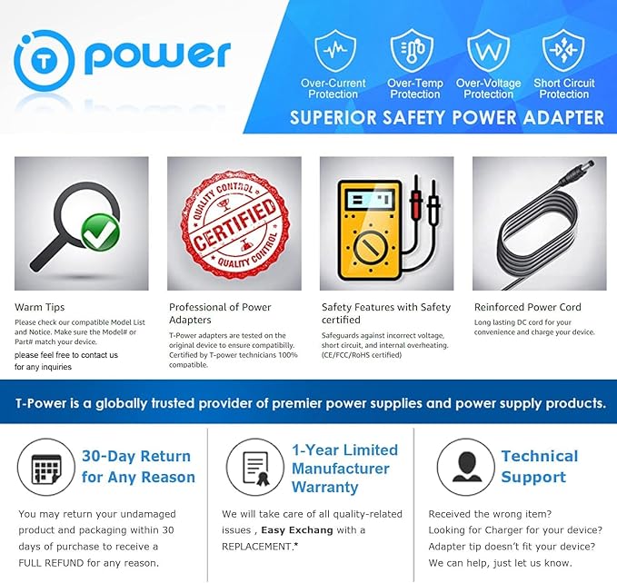 T POWER 5V Charging Cord for Bymore Fabric Shaver Sweater Shaver and Popchose