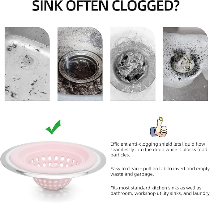 2 PCS Kitchen Stainless Silicone Sink Strainer, 4.5 inch Diameter…