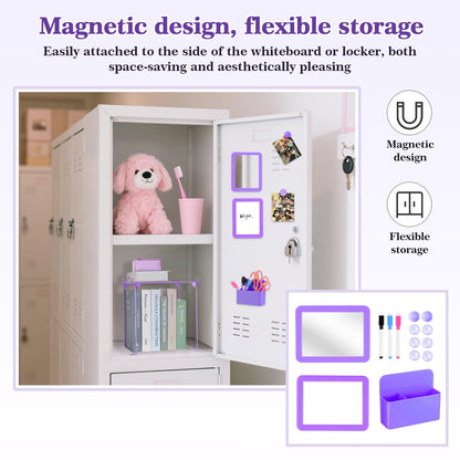 25PCS Locker Organizer Accessories, Purple Locker Accessories Kit, Girls Lockers Decorations, Magnetic Locker Accessories Set, Locker Decor, Back to School Essentials, with Locker Shelf, etc.