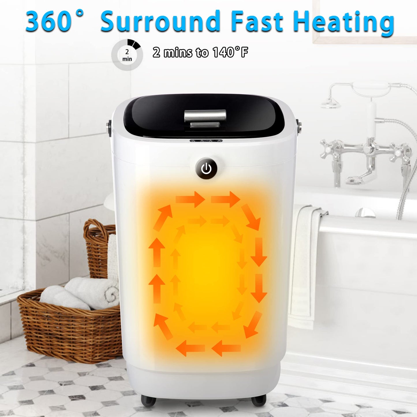 Large Towel Warmers for Bathroom,Luxury Portable Bucket Towel Warmer Fits Up to Two 70"X80" Oversized Towels with Timing Auto Shut Off, Yellow