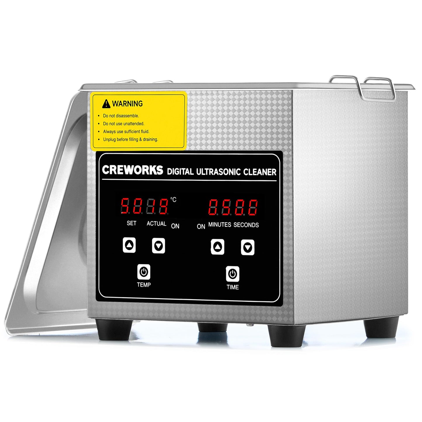 CREWORKS 1.3L Digital Ultrasonic Cleaner with Heater and Timer, 60W Stainless Steel Ultrasonic Cleaning Machine, Professional Ultrasonic Parts Cleaner for Retainer Glasses Jewelry Lab Tool