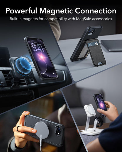 ESR for iPhone 17e Case, iPhone 16e Case, 23ft Military-Grade Drop Protection, MagSafe Accessories Compatible, Shock-Absorbing Rugged Cover, Cyber Series, Black