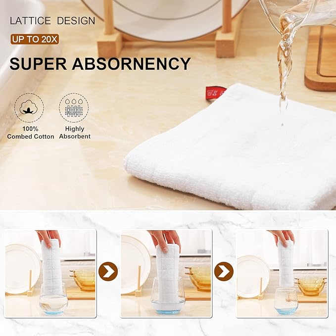 Mordimy 100% Cotton Terrycloth Kitchen Towels and Dishcloths Sets, Soft and