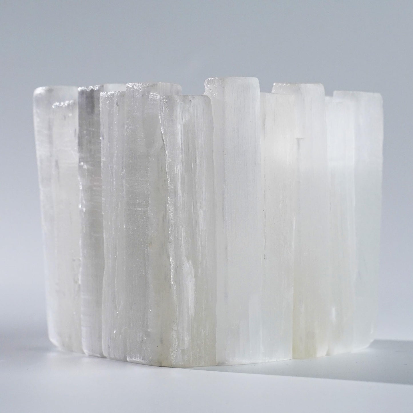 Natural Selenite Candle Holder for Tea Lights Irregularly Arranged Selenite Wand Candlesticks - Elegant Home Decor (Square Candle Holder)