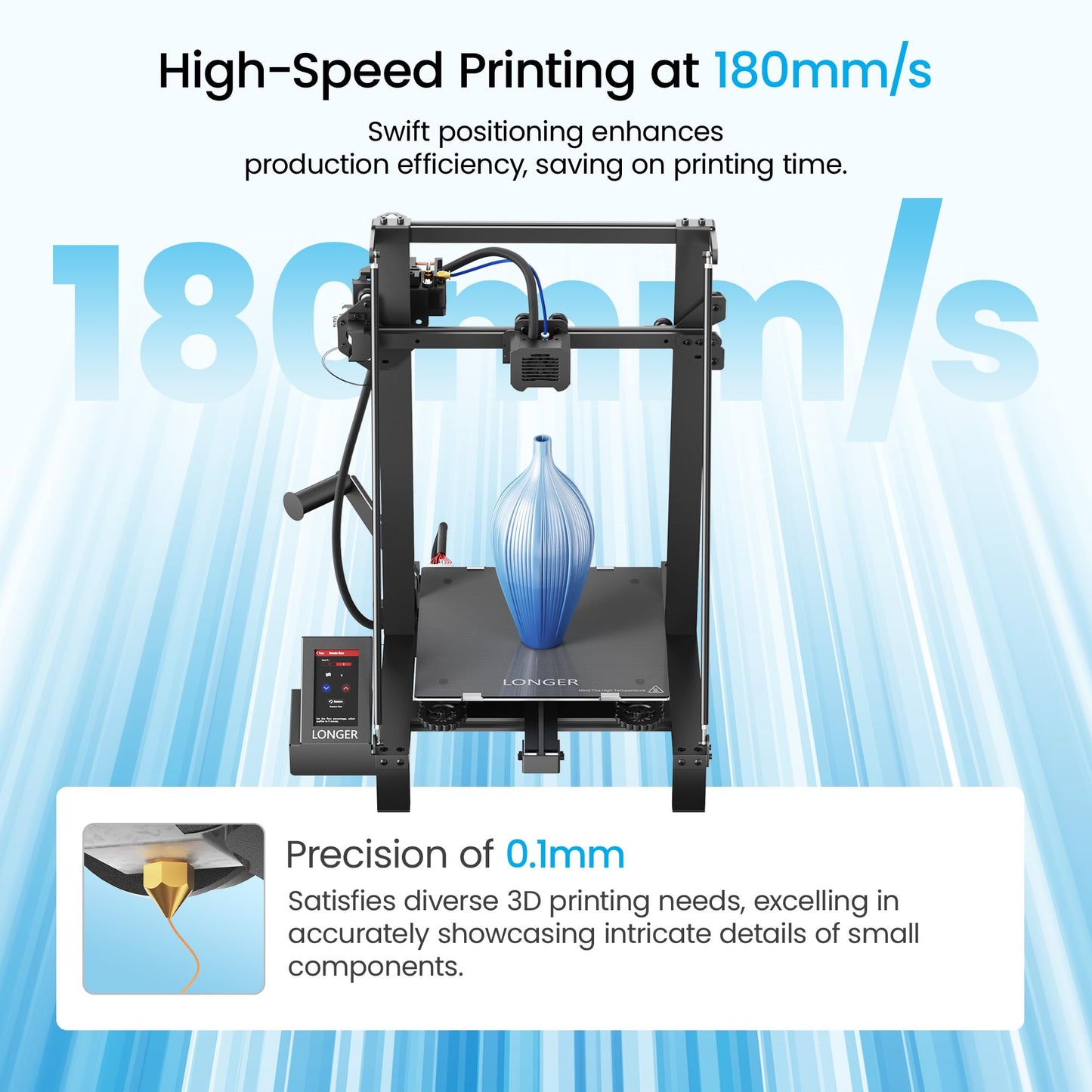 LONGER LK5 Pro 3 3D Printer, 11.8x11.8x15.7in Large Printing Size with Resume Printing FDM 3D Printer Fully Open Source Motherboard Upgrade TMC 2209 3D Printers 95% Pre-Assembled Ideal for Beginners