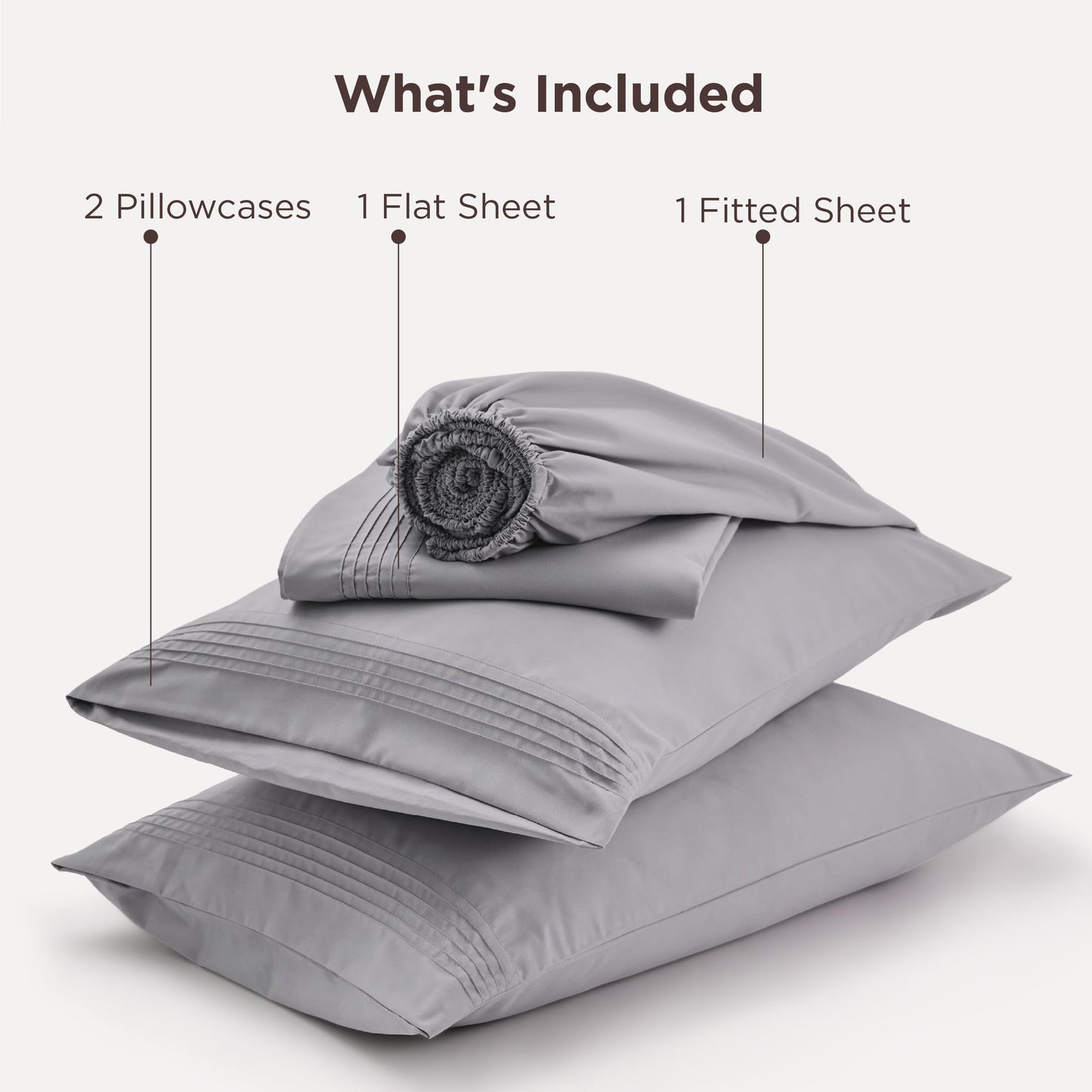 Bedsure Deep Pocket Queen Sheets Set - Fits Mattresses Up to 21 Inches Thick - 4 Piece GentleSoft Bed Sheets, Moisture Wicking, Soft & Cooling Bedsheet & Pillowcases, Easy & Secure Fit, Light Grey