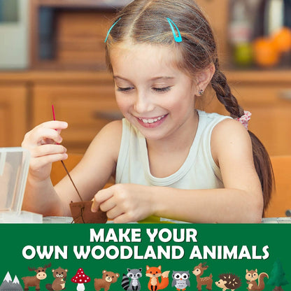 CiyvoLyeen Woodland Animals Craft Kit Kids DIY Crafting and Sewing Set Woodland Animals Felt Plushie for Girls and Boys Educational Beginners Sewing Set Sewing Kits for Kids Age 8 9 10 11 12