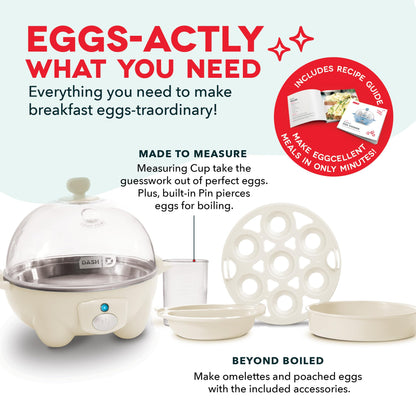 DASH Rapid Egg Cooker: 6 Egg Capacity Electric Egg Cooker for Hard Boiled Eggs, Poached Eggs, Scrambled Eggs, or Omelets with Auto Shut Off Feature - Aqua, 5.5 Inch (DEC005AQ)