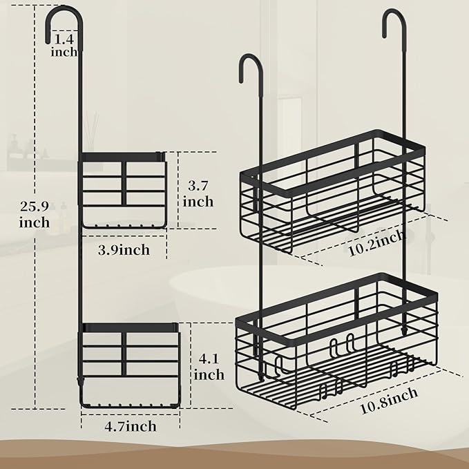 DELLAN 2-Tier Shower Hanging Caddy, Shower Rack