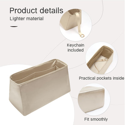 JLYZ Moon Fits for Kelly 25 Bag Insert,Premium Silk Purse Organizer Insert, Smooth Touch & Lightweight，Luxury Handbag Organizer with Gift Box Fits For Hermes(Kelly 25 Retourne,Champagne/Etoupe Grey)