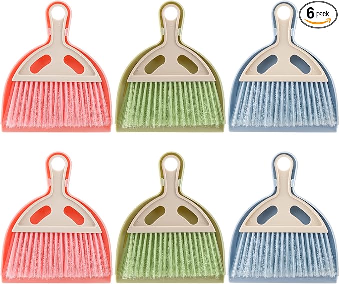 SOUJOY 6 Pack Small Dustpan and Brush Set, Whisk Broom and Dust Pan