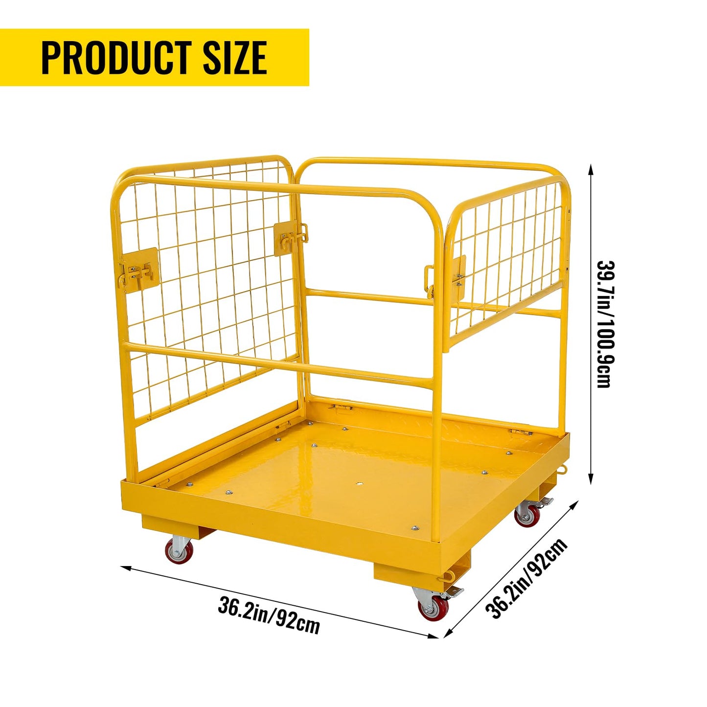 Migoda Forklift Safety Cage 36x36 Inches Heavy Duty Lift Basket with Wheels for Aerial Jobs, 1200LBS Capacity, Aerial Platform Collapsible - Perfect Forklift Work Platform