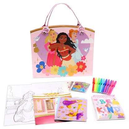 Disney Princess Activity Tote – Ultimate Princess Adventure Bag with Coloring Books, Stickers, Crayons & Games – Travel-Friendly Art Set for Girls Ages 3+ – Great Gift for Creative Play