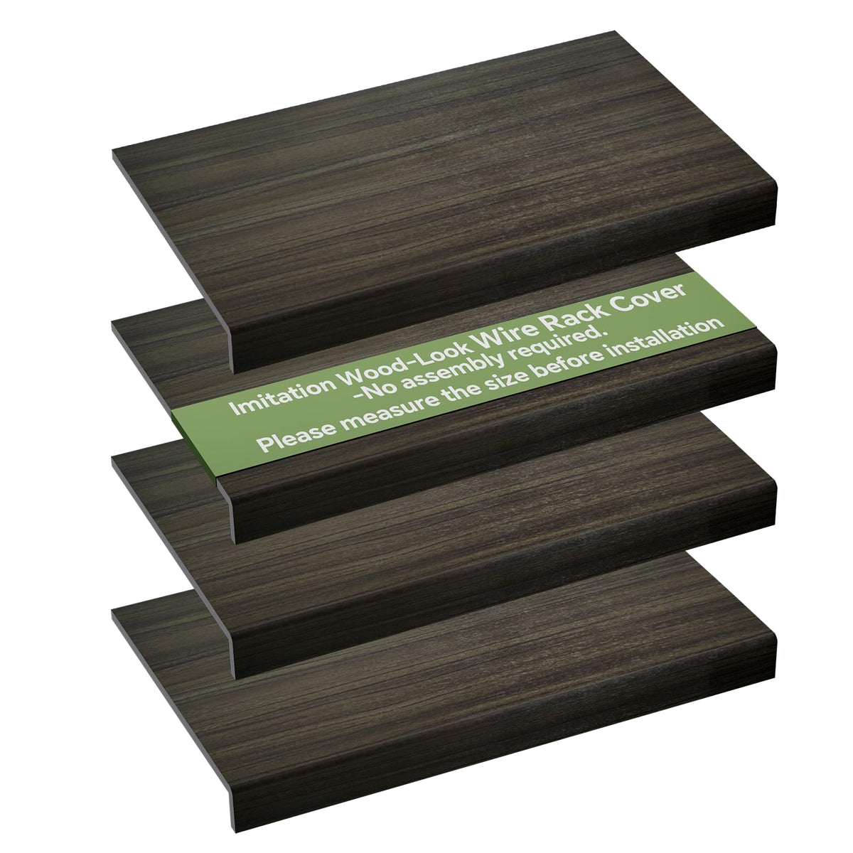 Giklux 4 PCS Wire Rack Covers for Pantry Wood Grain, 24''W * 12''D(Ready to Use) Faux Wood Shelf Covers for Wire Shelving, Rustic Closet Shelves Covering Toppers, for Pantry, Bathroom, Kitchen,(Dark)