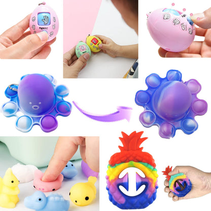 Chennyfun Fidget Toy Set, 36PCS With Box Fidget Pack, Sensory Anxiety Relief Stress Toys for Autism, Fidget Toy in Rainbow color, Octopus Relaxing Entertainment Birthday Gift for Kids Adults