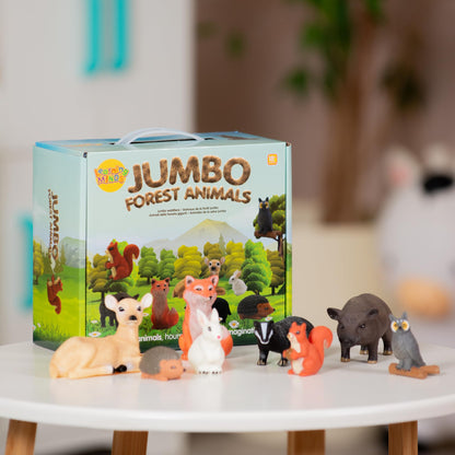 Learning Minds Set of 8 Jumbo Forest Animal Figures - Woodland Animals For 1,2,3 Year Olds - Toy Animals For Kids Age 18 Months Plus - Toys For 1 Year Old Boys