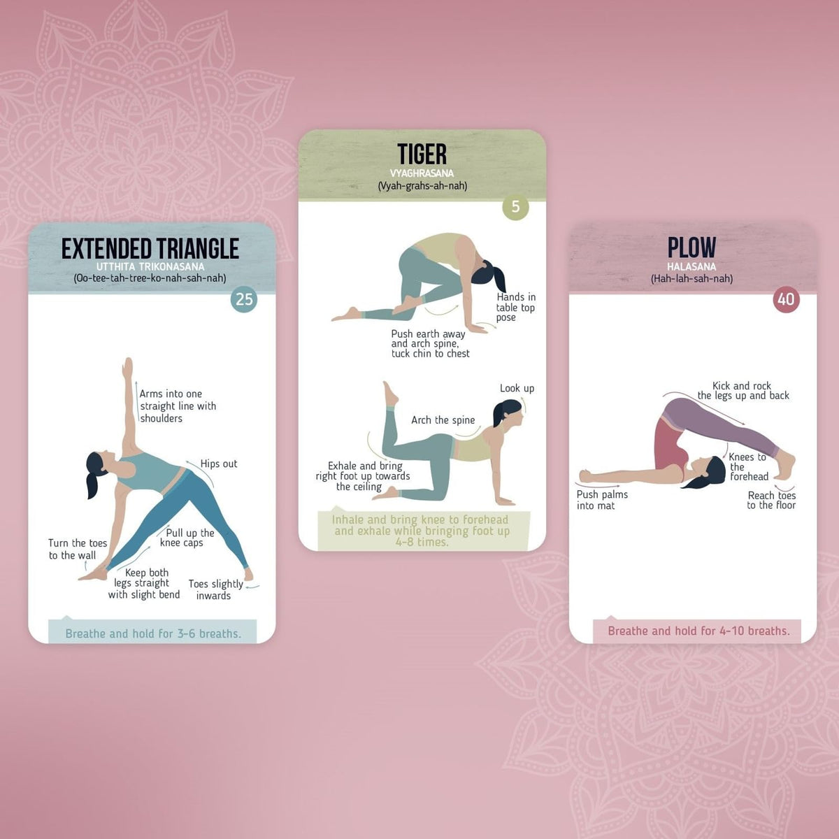 merka Yoga Cards Flashcard Deck - 50 Plastic Cards, One Size - 45 Asanas & Sanskrit Names - Yoga Gifts for Women