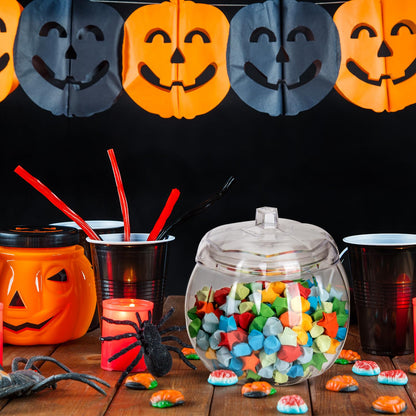 HANZE Appreciation Gifts for Teacher Women - Pumpkin Shaped Container with Lid, Plastic Pumpkin Jar for Candy, Treats, Spices, Party Ornaments, Halloween Decorations, Gift Box, Orange (2 Pack)