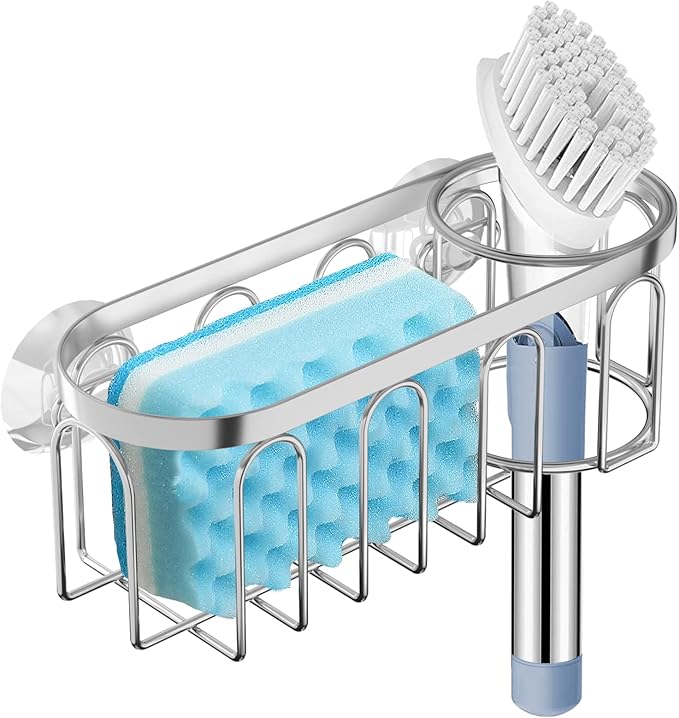 Yazoni 2-in-1 Sponge Holder for Kitchen Sink, Sink Caddy Kitchen Sink Organizer