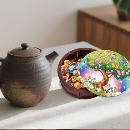 JZHYOAN Butterfly Diamond Art Snack Box with Lid DIY Animal Special Pattern Holder Box Diamond Painting Wood Container Holder Movie Snack Tray Organizer for Home Relaxing Desktop Snack Storage Decor