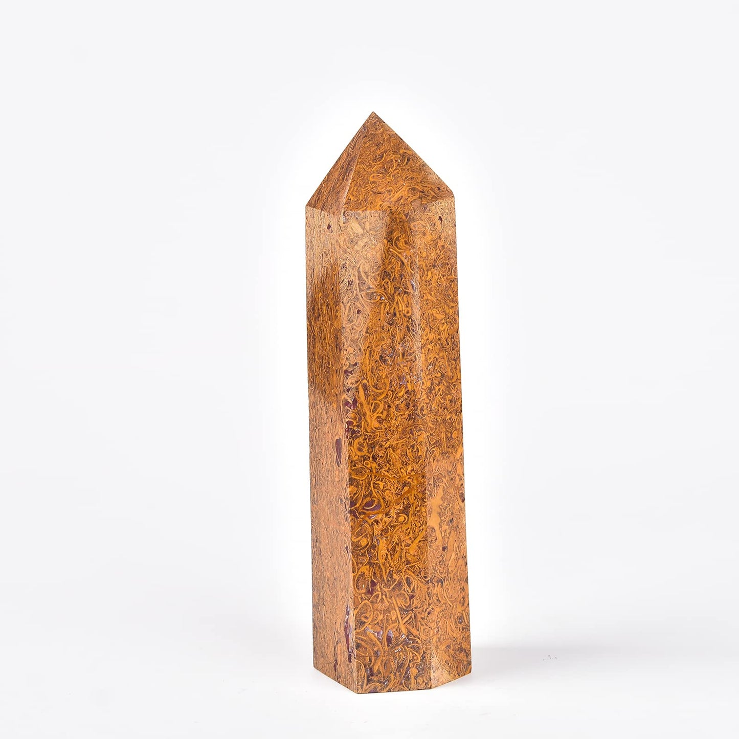JIC Gem Nature Crystal Obelisk Towers Wand Golden Jade 6 Faceted Column Healing Crystal Wand for Home Decor Meditation Reiki Healing 1.8-2.2 LBS