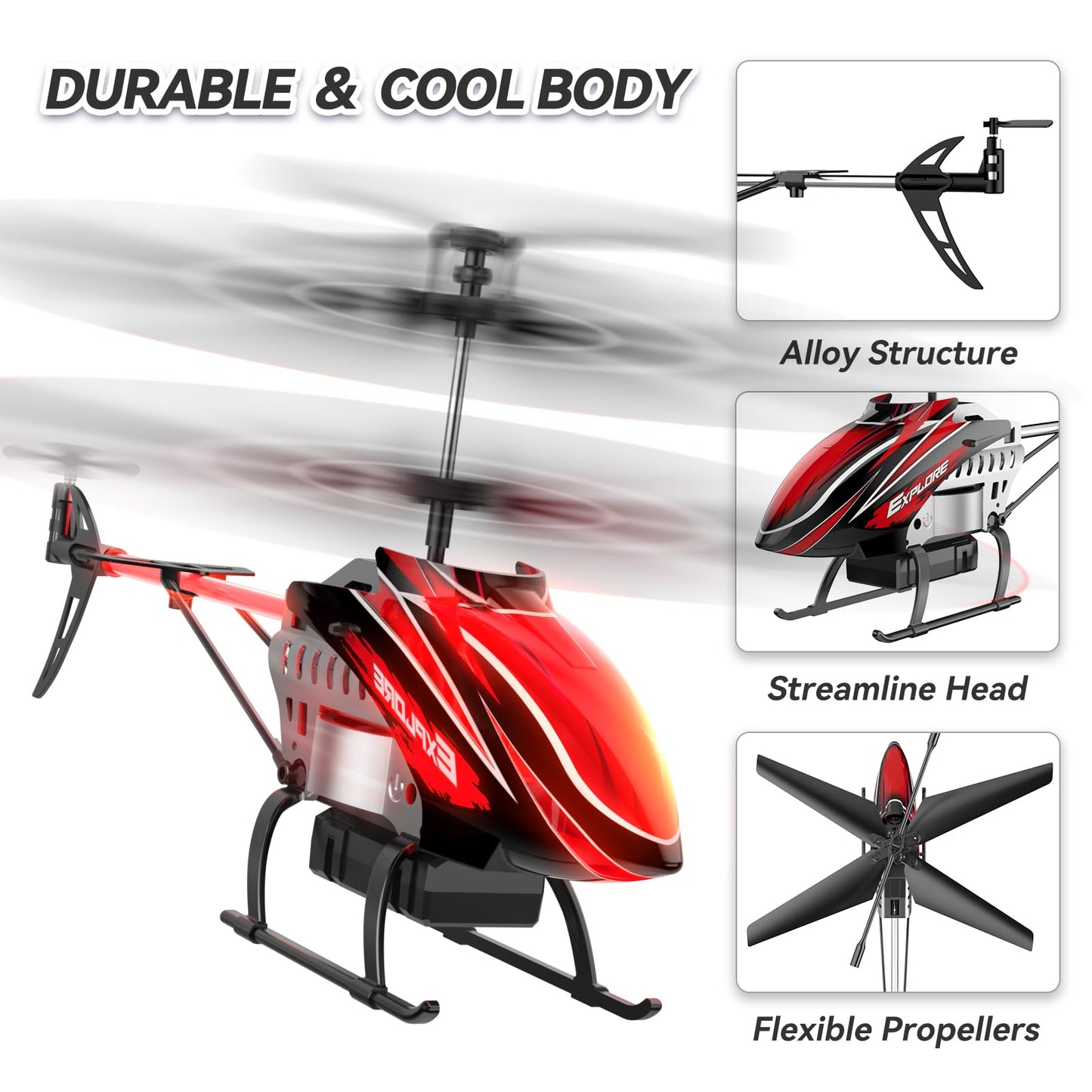 BUSSGO RC Helicopter, Remote Control Helicopter for Kids with 30Mins Flight(2 Batteries), 7+1 LED Light Modes, Altitude Hold, RC Toys for Boys Girls