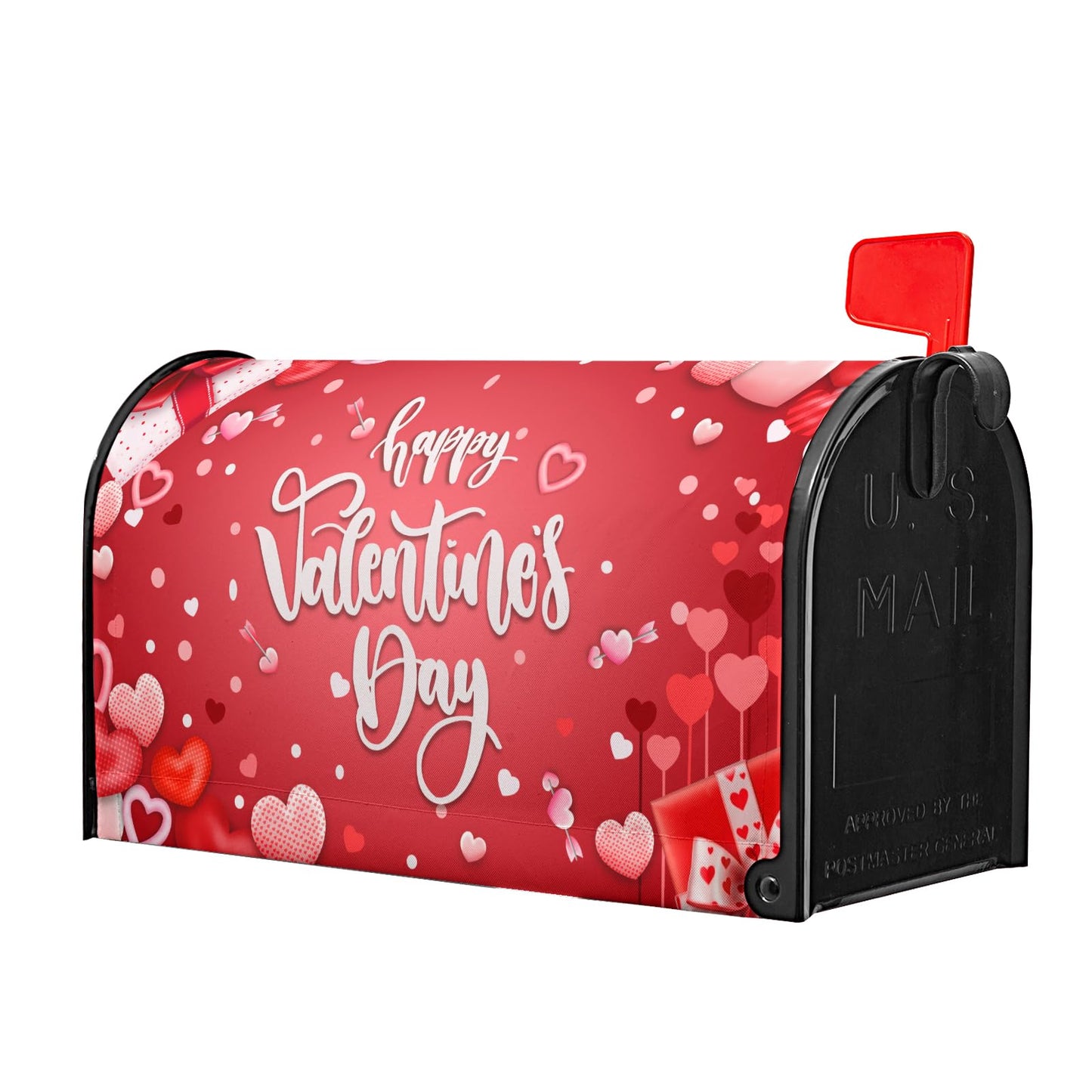 Romantic Valentines Day Mailbox Cover Large Size 25x21in Valentine Decoration Mailbox Covers Magnetic Red Pink Love Hearts Decorative Post Letter Box Wrap Decor for Anniversary Wedding Garden Yard