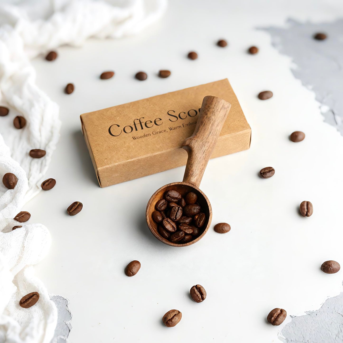 YANISM Walnut Coffee Scoop,Wooden Coffee Bean Measuring Spoon,5g Capacity,Natural Wood Coffee Scoop for Tea,Sugar & Powder,Rustic Kitchen Gift for Coffee Lovers