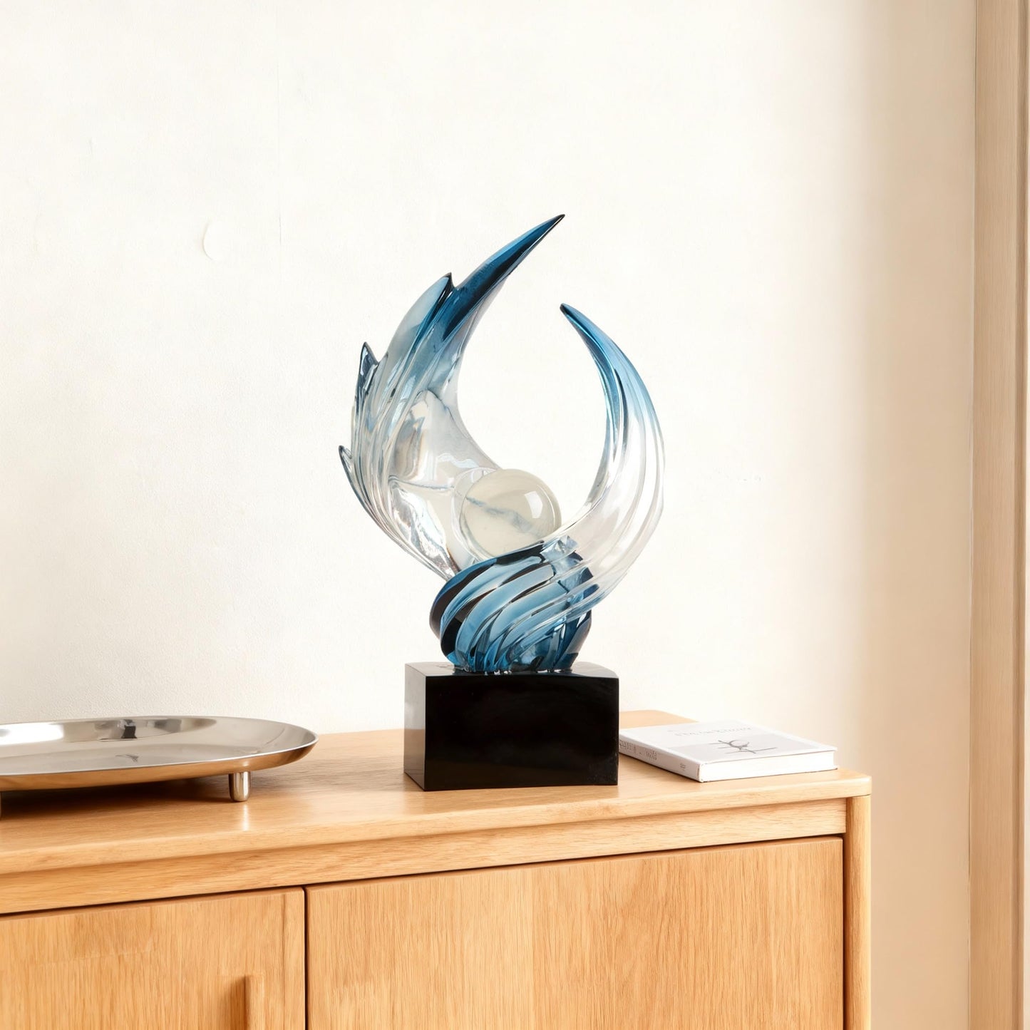 XYQXYQ Abstract Art Sculpture, Resin Gold Decorative Statue, Modern White Ornaments for Living Room, Decorativas Modernas for Coffee Table, Entryway & Office Collectibles (Blue)