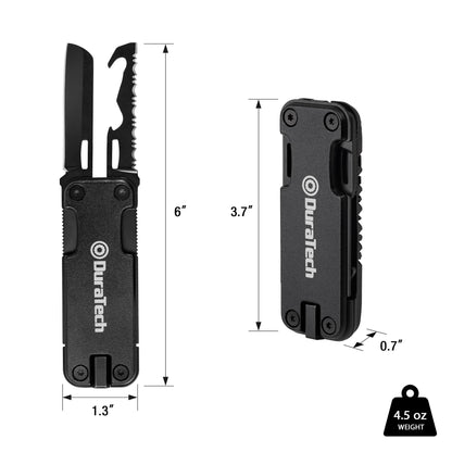 DuraTech 16-in-1 Multitool Knife, Gift for Men, Compact EDC Pocket Tool with Blade, Magnetic Bit Holder, 6 S2 Screwdriver Bits, Bottle Opener & Rope Cutter – Ideal for Camping, Hiking, Survival