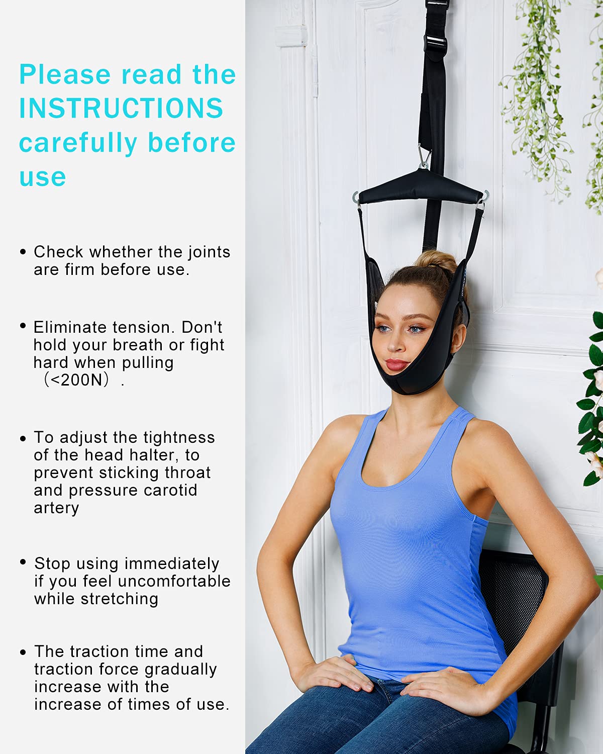 comness Cervical Neck Traction Device Over Door for Home Use, Portable Neck Stretcher Hammock for Neck Pain Relief, Physical Therapy AIDS for Neck Decompressor.