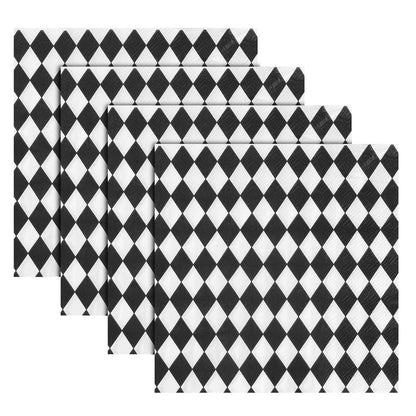 Quera 50 Pack Black White Plaid Paper Napkins Party Supplies Halloween Paper Napkins Clown Cocktail Napkins Perfect For Halloween Dinner Party Decoration 6.5'' X 6.5''