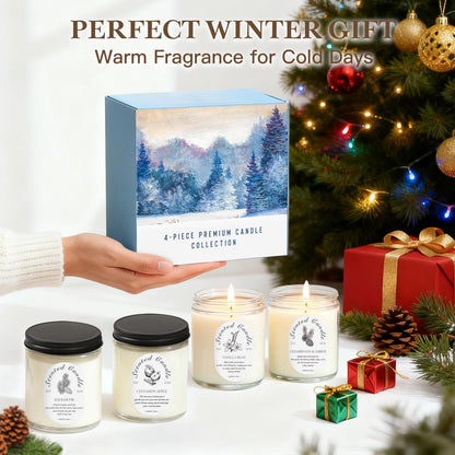 Scented Candle Gift Set, 4 Pack 28oz Soy Wax Scented Candles for Home – Cinnamon Apple, Balsam Fir, Vanilla Bean, Cedarwood & Amber – Cozy Aromatherapy Candles for Holiday & Home Decor Gifts