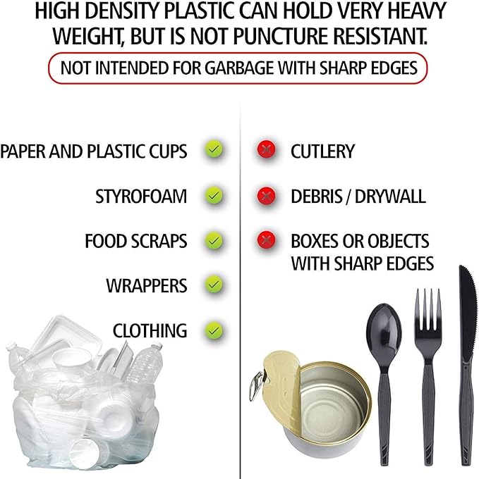 Aluf Plastics High Density Trash Bags, 10 Gallon, 8 Micron,