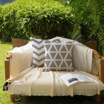 Hangood Waterproof Cushion Covers Outdoor Garden Geometry Set of 4pcs Throw Pillow Case Home Decorative Sofa Protectors Chair Living Room Grey 18"x18"