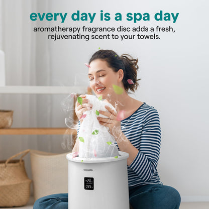 SereneLife Towel Warmer, 20L Capacity Hot Towel and Blanket Warmer with Digital Display, Adjustable Heating Time (20-90 min), Holds 2 Large Towels, Fragrant Disc Holder, 13” x 13” x 19” - inches