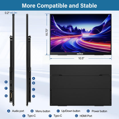 InnoView 23.8" Large Portable Monitor, FHD 144HZ 100% SRGB IPS USB-C HDMI Work Home Gaming Second Monitor 1080P W/180°Adjustable Stand for Laptop, MacBook, Phones