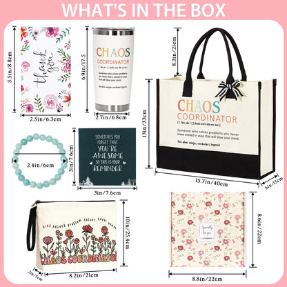 ZYUQFAN Chaos Coordinator Thank You Gifts for Women, Appreciation Gift Set for Lady Manager Teacher Coworker Nurse Boss Presents Ideas for Employee Secretary Office Birthday Christmas Tote Bag Tumbler