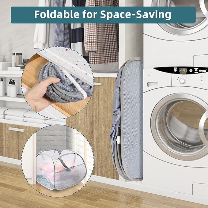 2 Pack Collapsible Laundry Baskets, 90L Large Foldable Laundry Basket, Durable