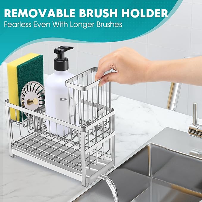 Sinnsally Kitchen Sponge Holder, 2 Tier Sink Caddy Organizer